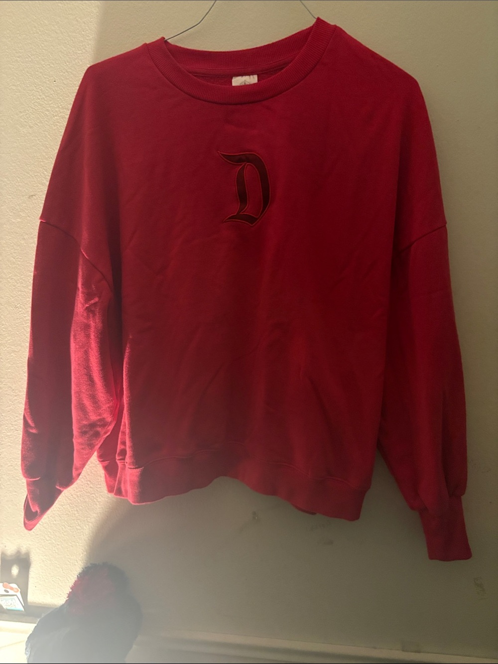 Red Crewneck Sweatshirt with 'D' Crest